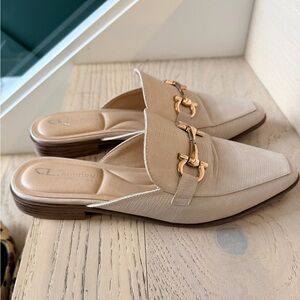 Chinese Laundry Tan Mules with Gold Detail